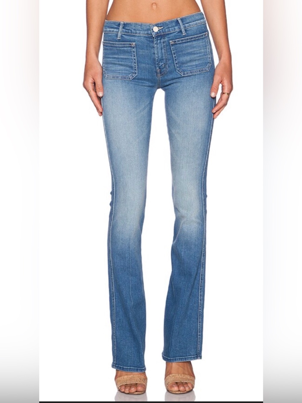 MOTHER The Patch Slacker Light Blue Flare Jeans in Afternoon Delight 
size 31/34